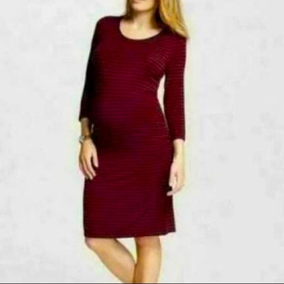 ISABEL MATERNITY burgundy long sleeve sheath dress - Picture 2 of 2